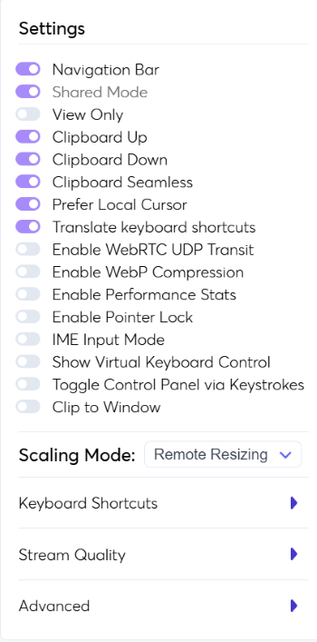 Settings Menu